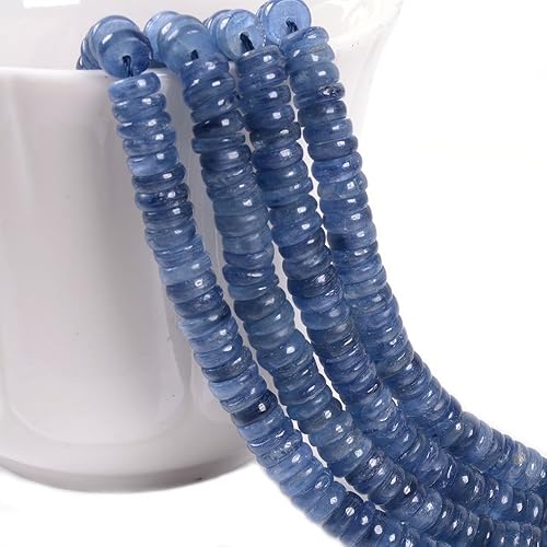 Miniatura 2 de Piedras preciosas naturales cianita heishi rondelle cuentas sueltas de 16 pulgadas 130 piezas +