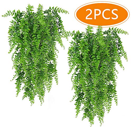 Musdoney Artificial Plants Boston Ferns Fake Vines Hanging Ivy Decor Plastic Greenery