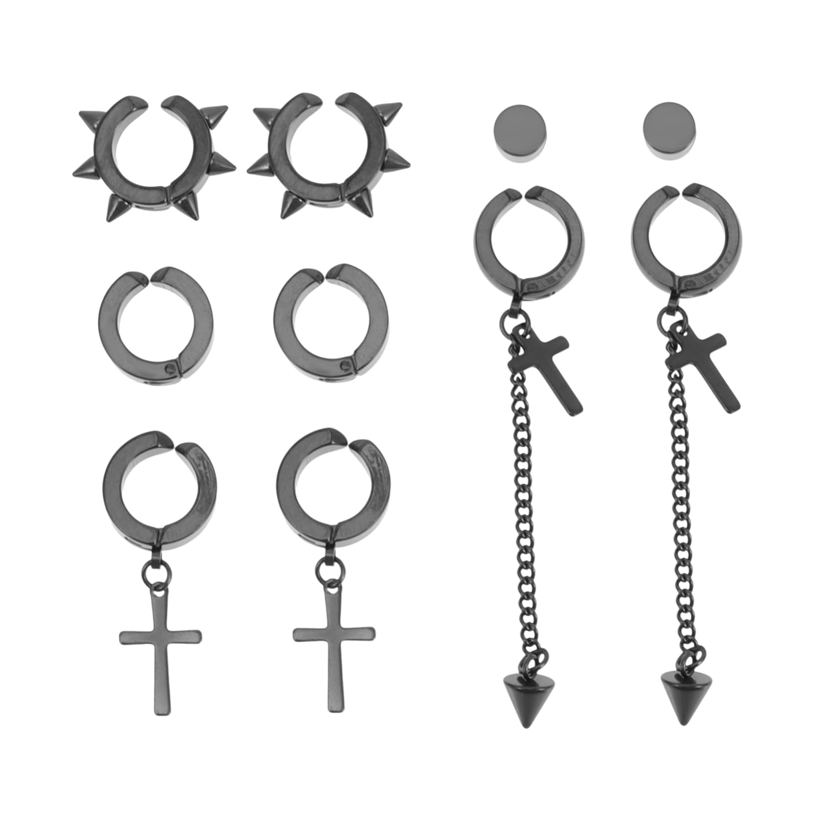 Holibanna Pendientes Para Mujer 5 Pares conjunto de aretes pendientes cruz pendientes góticos pendientes de puño pinzas para las orejas imán pinza para la oreja hombre Metal