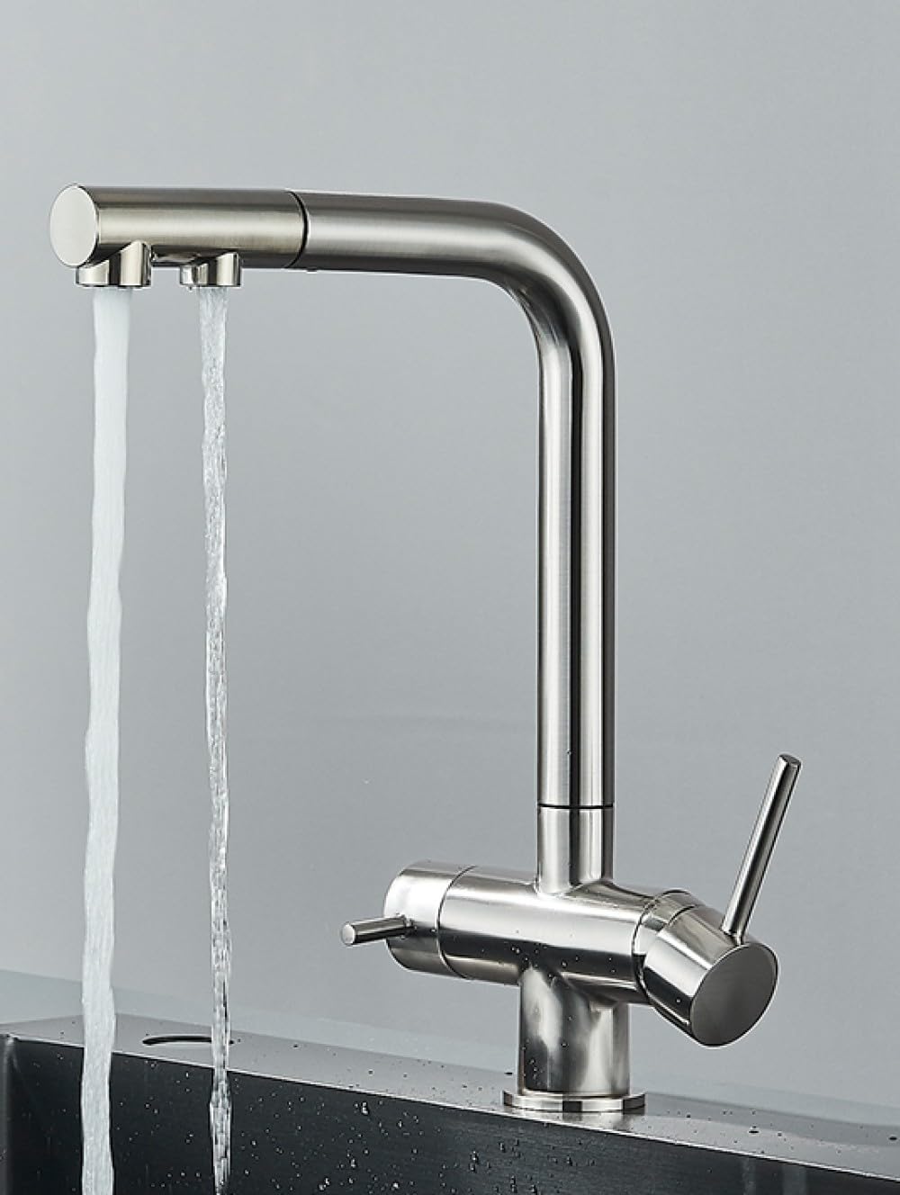 BHFPFZA Brush d Kitchen Pull Out Spray Faucet - 360° Rotating Dual Sprayer Water Filter Tap for Vessel Sink - pe A Drinking Water Mixer