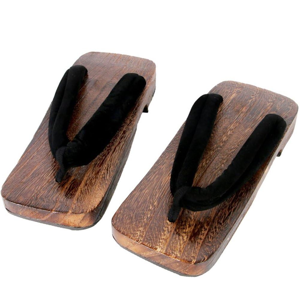 Fituenly Men's Wooden Clogs Sandals, Japanese Wood Geta, Geta Slippers, Japanese Traditional Geta Wooden Clogs Sandals Geta Wide Sole Flip Flops
