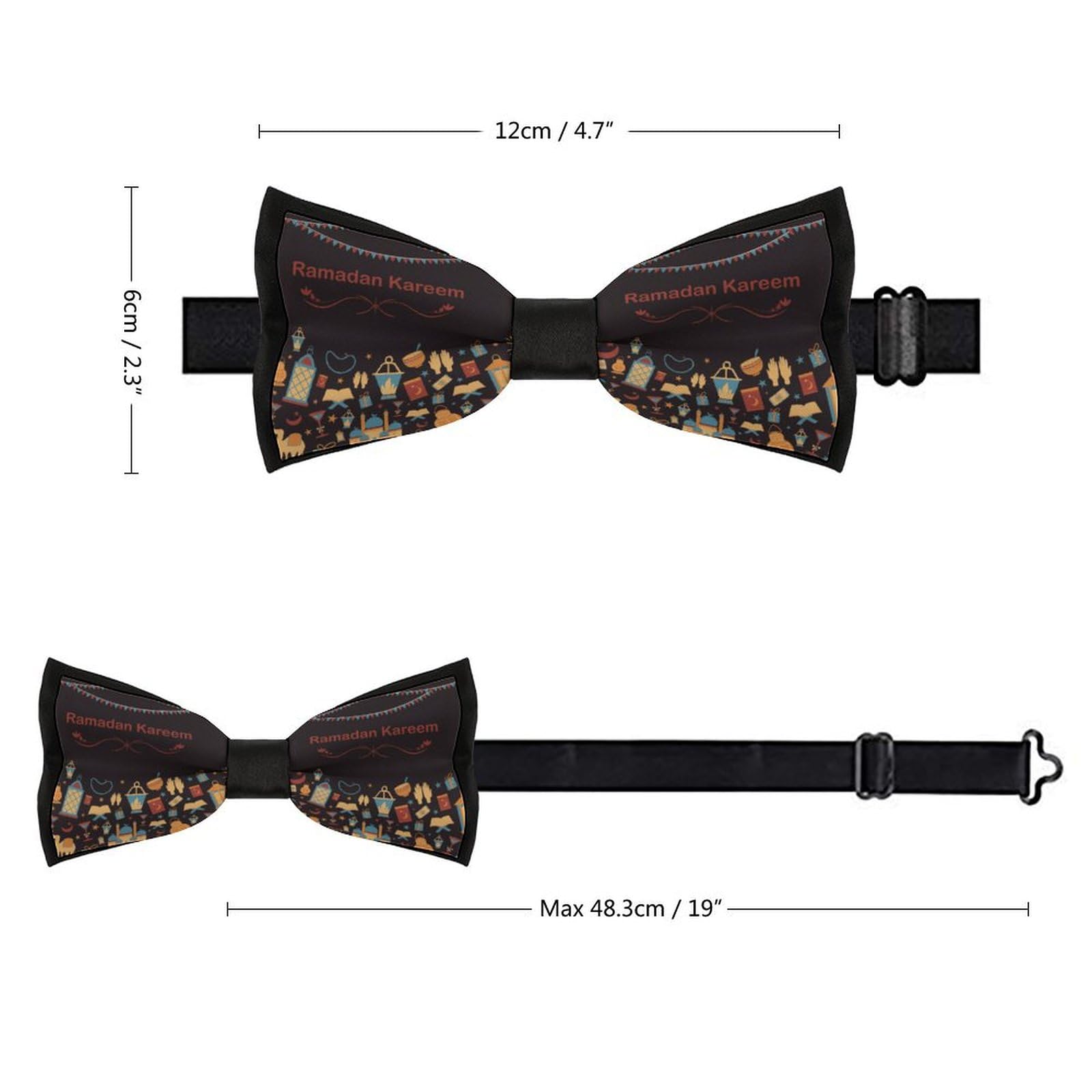 GoasNei Ramadan Kareem Bow Tie for Men Adjustable Necktie Funny Tie Neck Ties for Weddings Party