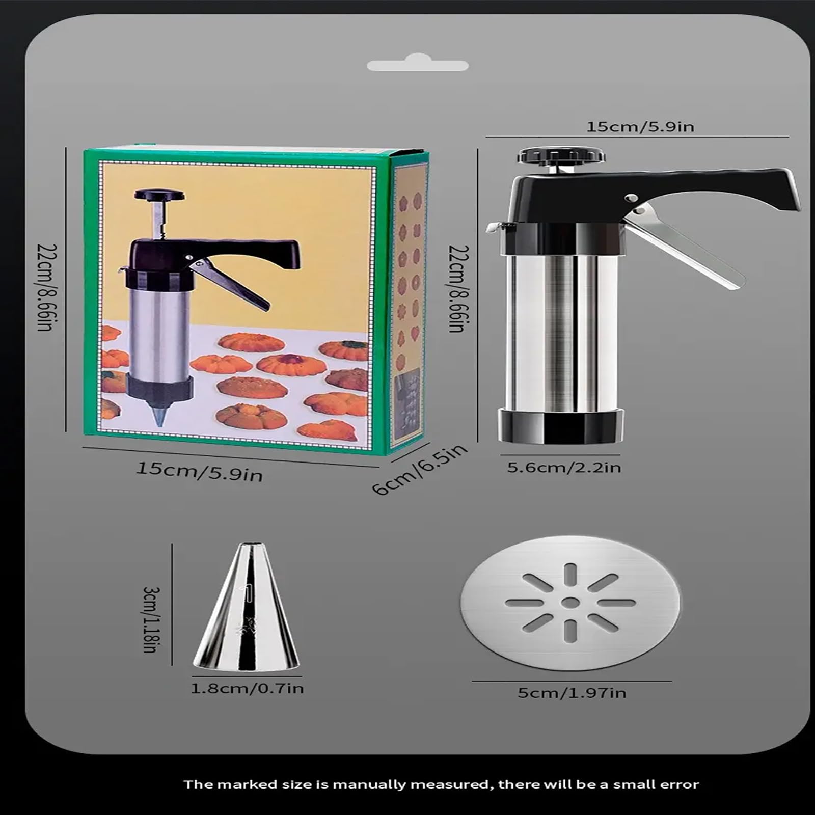 Kit De Pistola para Prensar Galletas, Juego De Pistola para Prensar Galletas De Acero Inoxidable con 13 Discos para Galletas, Facilidad De Operación para Hacer Galletas Y Decorar Pasteles