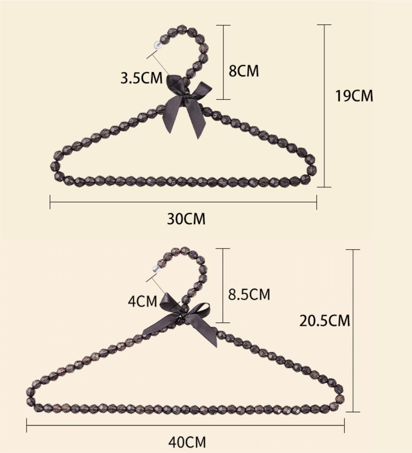 Perchas Armario Vestidor 5 Perchas De Perla con Forma Rombo For Organizar Ropa Y Vestidos En El Armario Duraderas Ahorra Espacio(Black,30cm)