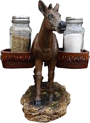 Ebros Gift Western Country Farm Mule Donkey Ass Carrying Saddlebags Figurine Salt Pepper Shakers Holder Decoración De Animales De Trabajo Caballos