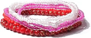 كولرفل بلينج مجموعة اساور خرز بوهيمية قابلة للتكديس مصنوعة يدويا من 5-6 قطع للنساء، اساور حلقية قابلة للتمدد، اساور بوهيمية متعددة الالوان، مجوهرات، خرز، خرز