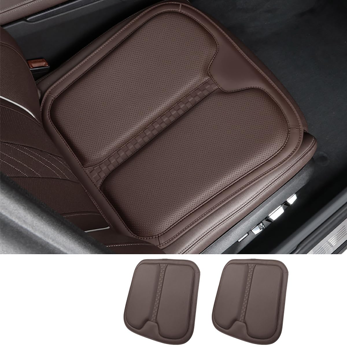 Cojín de Asiento de Automóvil Memoria Nappa Cuero Protector de Asiento Múltiple Diseño Ergonómico Espuma de Memoria Brown,1pcs