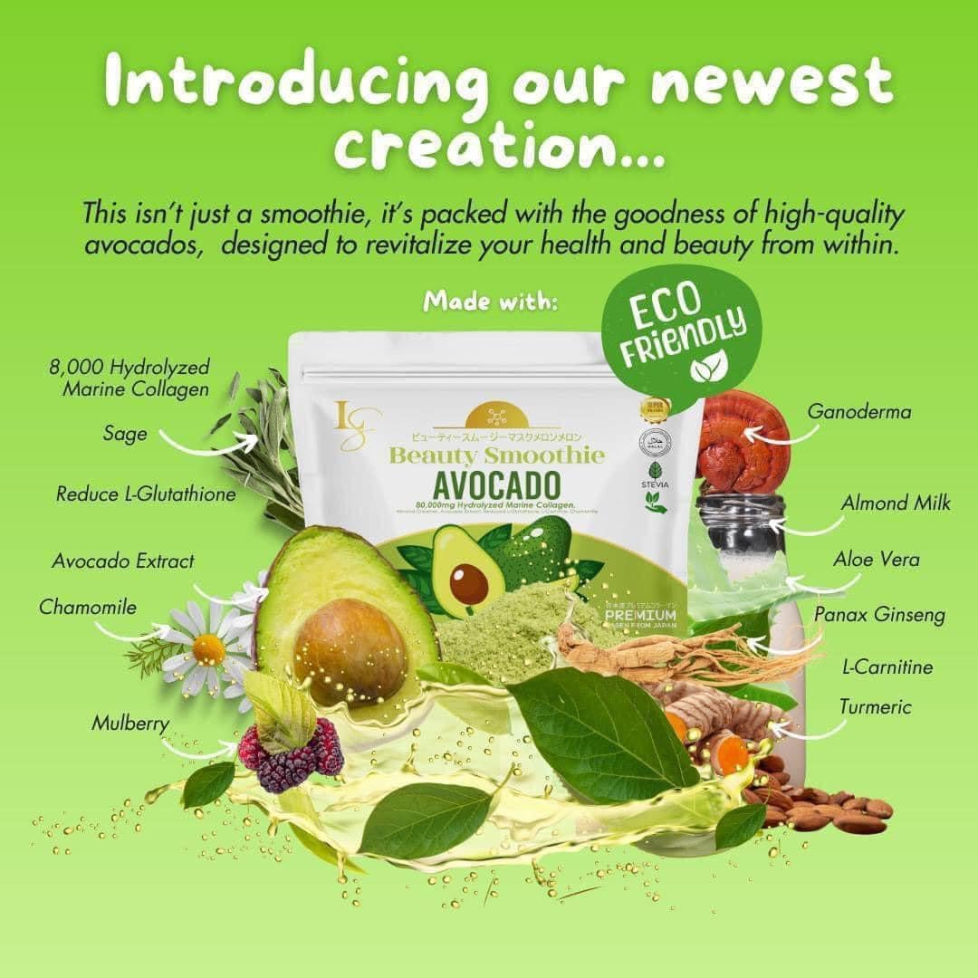 Luxe Slim Half Kilo Beauty Smoothie Avocado Hydrolyzed Marine Collagen Drink : Health & Household