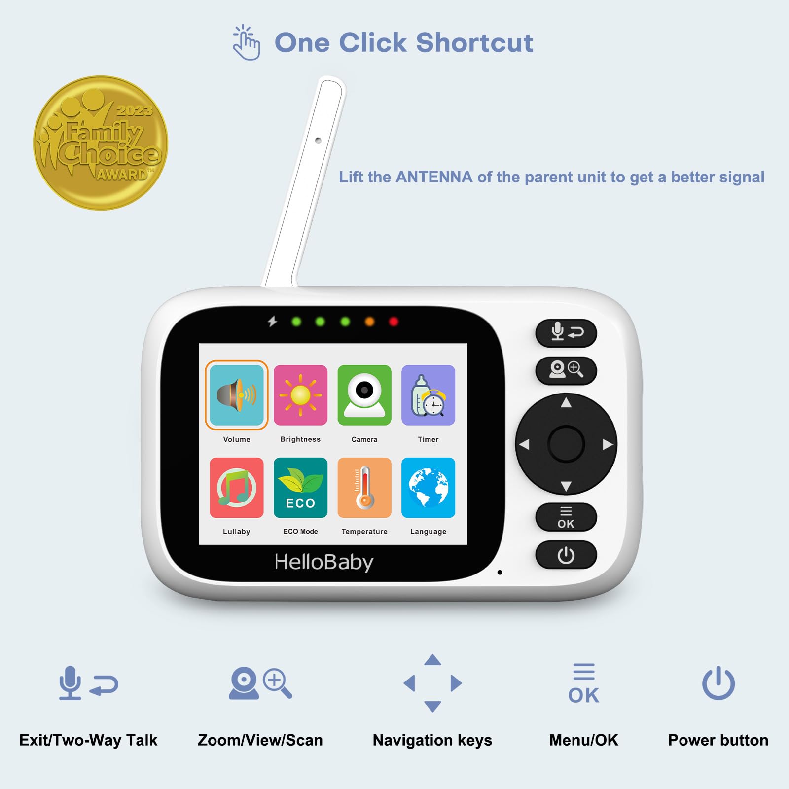 HelloBaby Baby Monitor Senza WiFi, Neonati Schermo da 3.2 '', Interfono Bidirezionale,Visione Notturna, Modalità VOX/ECO, Rilevamento della Temperatura, Ninna Nanna,2 Fotocamera Inclusa