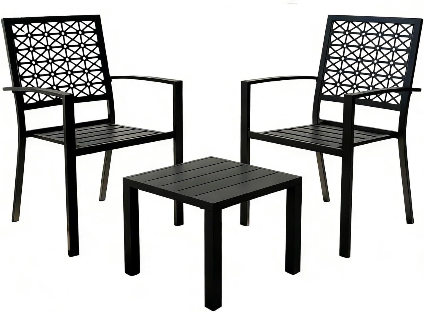 3-Piece Outdoor Bistro Set - Rustproof Powder-Coated Metal Table & Chairs - Ergonomic Patio Furniture for Balcony & Porch(Light Green)