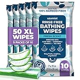 Body Wipes for Adults Bathing No Rinse 50pc XL -...