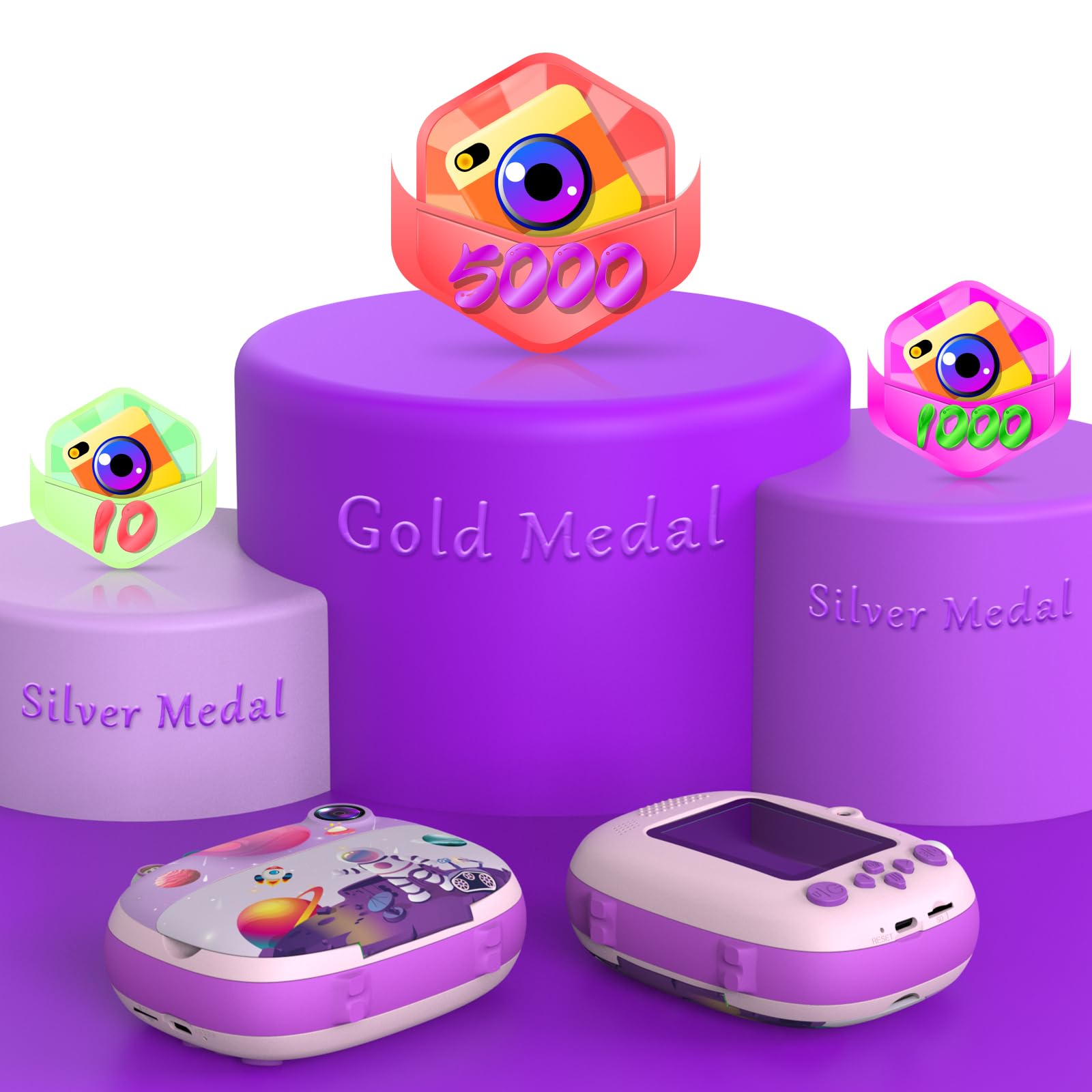 Fotocamera Bambini, ULEWAY Macchina Fotografica Bambini Selfie,1080P Schermo Da 2,4 Pollici Macchina Fotografica Istantanea Bambini Con 32G SD Card,Fotocamera Digitale Regalo Bambino 3-12 Anni (viola)