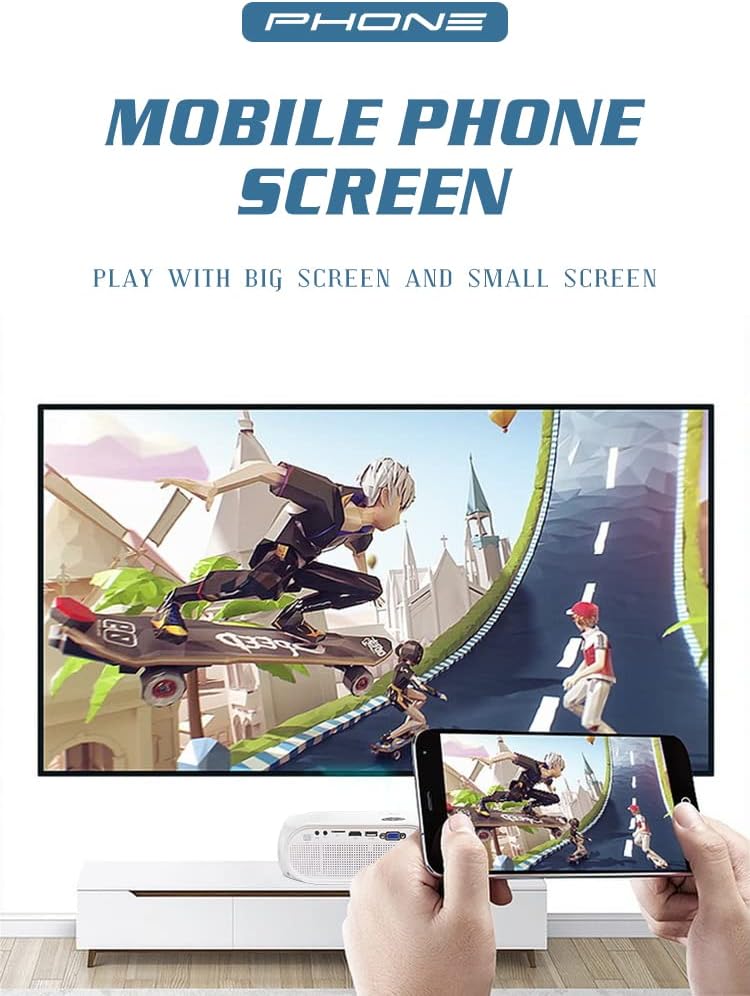 Laptop Projector Computer Projector WiFi Portable Projector Upgrade 1080P for Home Outdoor Movie with Zoom for Android iOS Windows PS5 Laptop TV-Stick Compatible with HDMI,USB,VGA,Audio,TF Card,AV