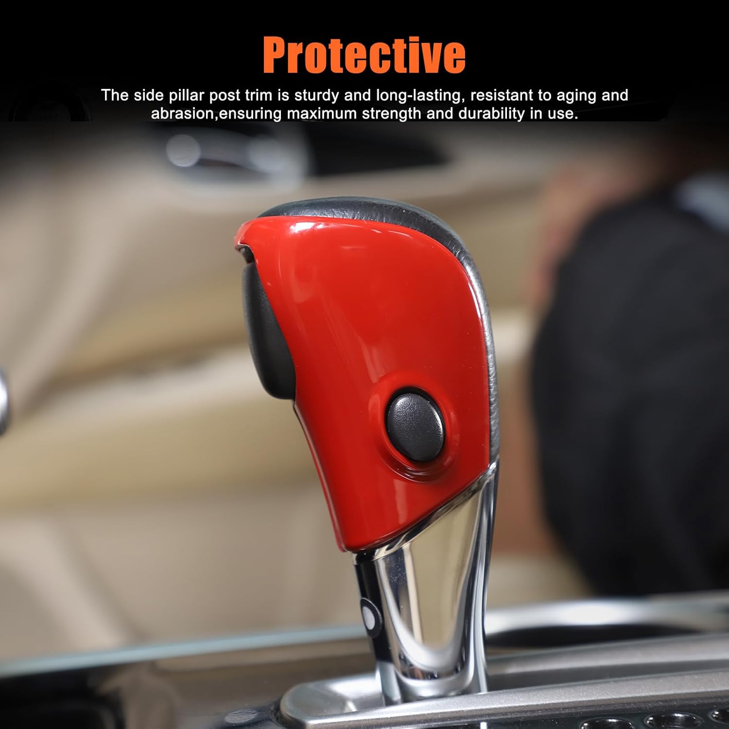 Car Gear Shift Knob Cover Trim Compatible with Nissan Pathfinder 2013 2014 2015 2016 2017 2018 Accessories，Car Auto Interior Gear Shift Knob Cover Trim Cap (Sport Red)