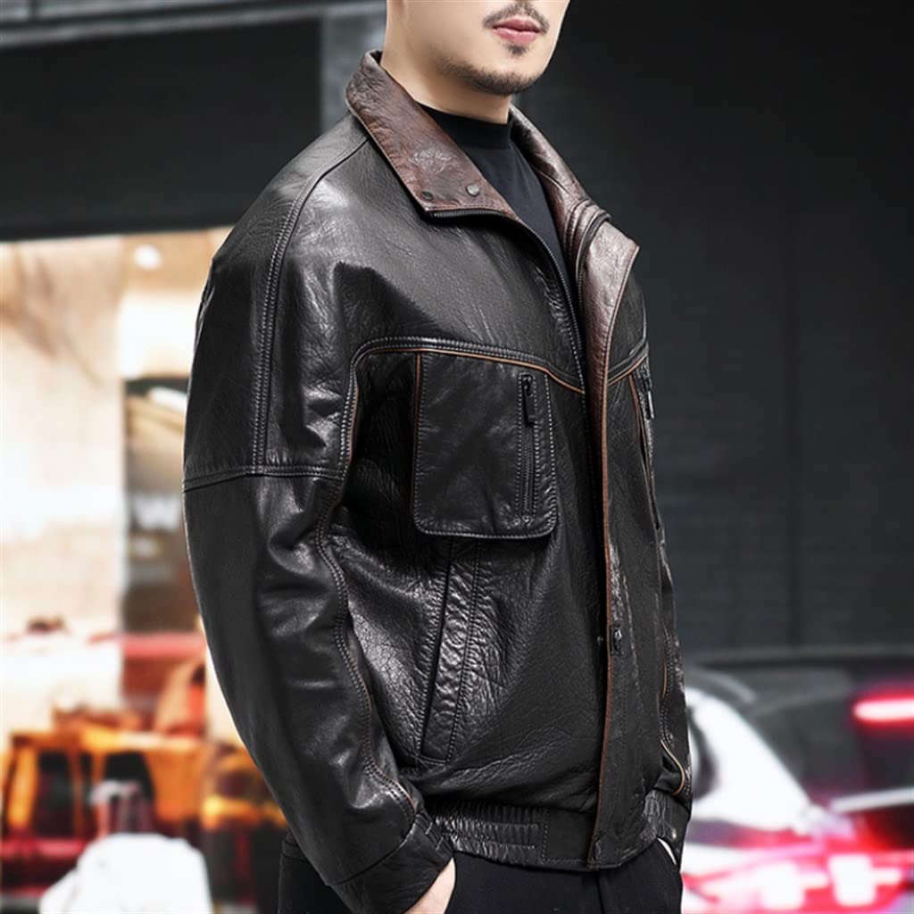 Amazon.com: YMGSCC Leather Jacket Men's Oil Wax Leather Standing