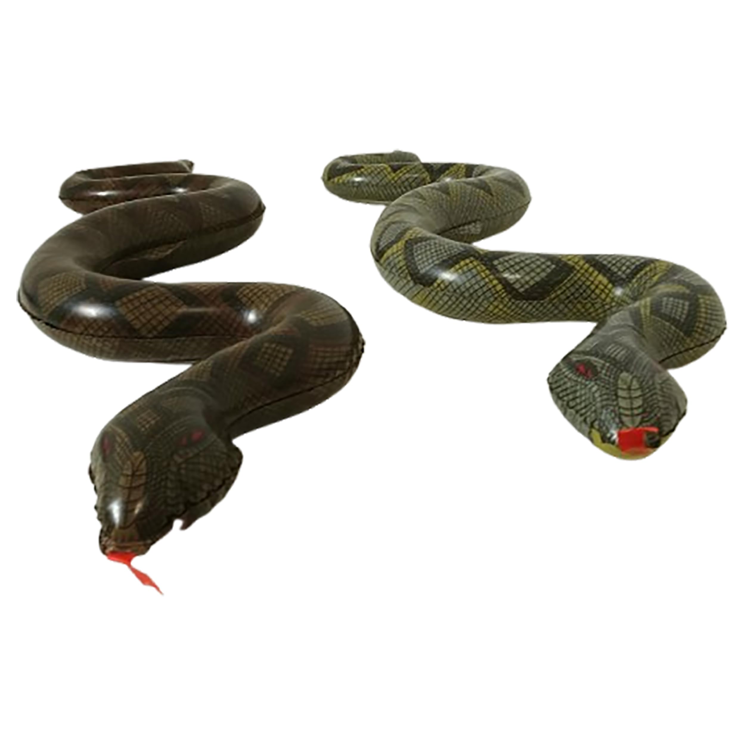 PESTEZE Brown & Green 39 Inch Realistic Inflatable Snakes [2 Pack] Scares Pest Birds Like Woodpeckers, Sparrows, Pigeons, Crows, Gulls & Critters from Pools & Yards Without Harming Them to Protect