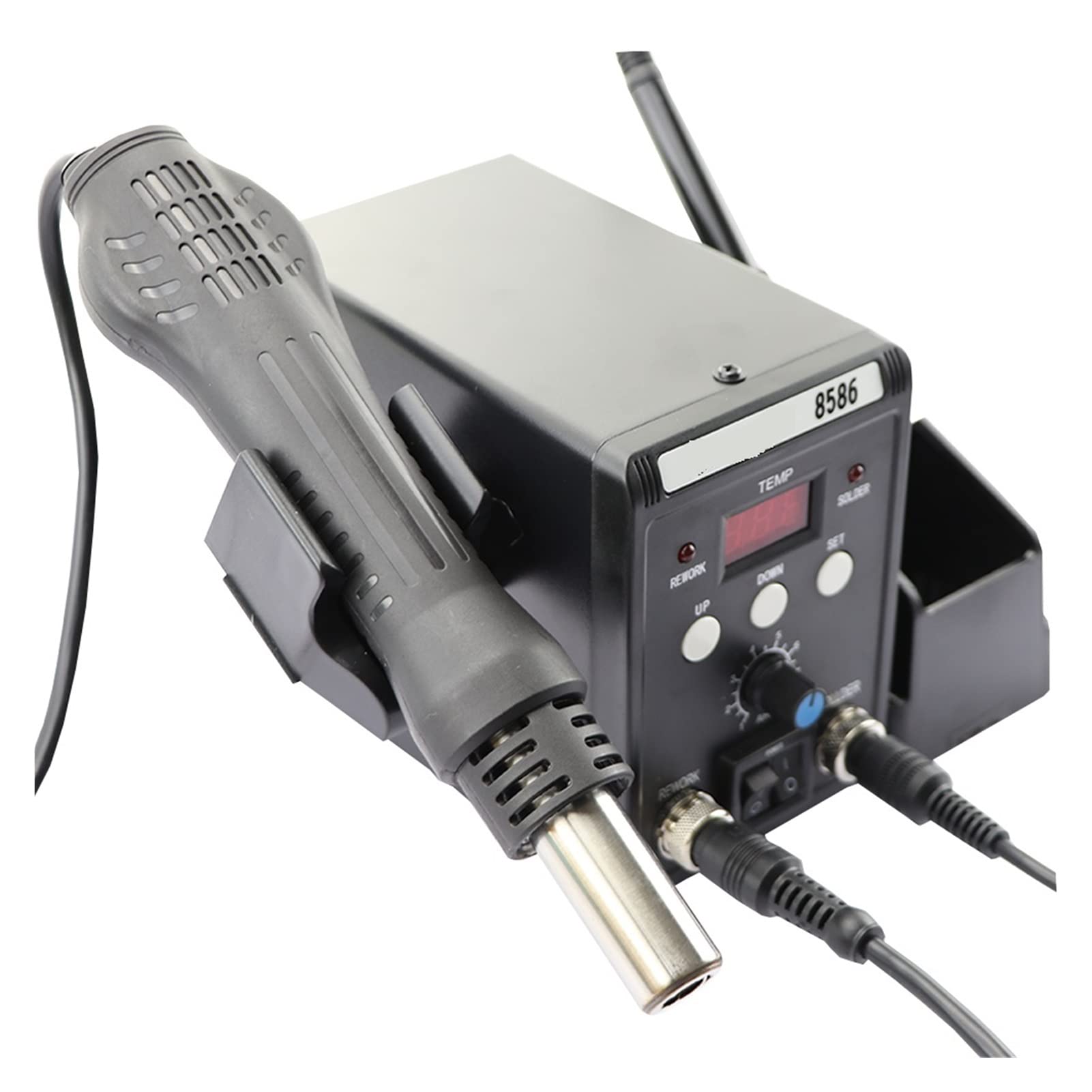 Stacja lutownicza, Czarny 8586 Gorące pistolet elektryczny lutownicze 2 w 1 cyfrowy wyświetlacz temperatura Regulowana stacja lutownicza naprawa