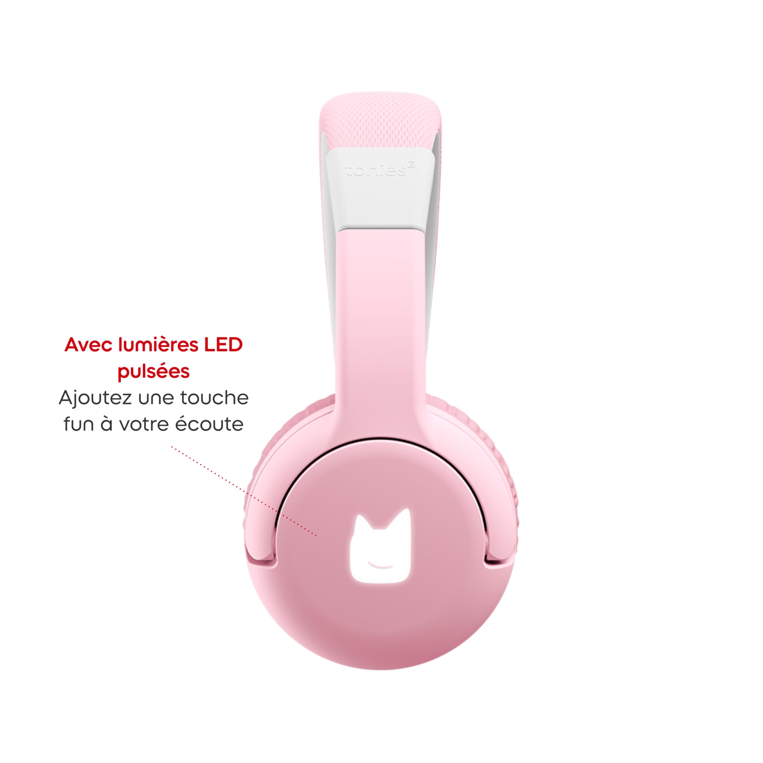 tonies Casque pour Enfant, Compatible avec Toniebox 2, Pliable et Facile à Ranger, Écoute sans Fil grâce au Bluetooth, Limiteur de Volume, pour Enfant à partir de 3 Ans, Rose Fleur
