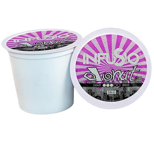 96 unidades de mezcla de donas (café tostado medio), cápsulas de café de una sola porción para cafeteras Keurig K Cup - Café tostado InfuSio Premium