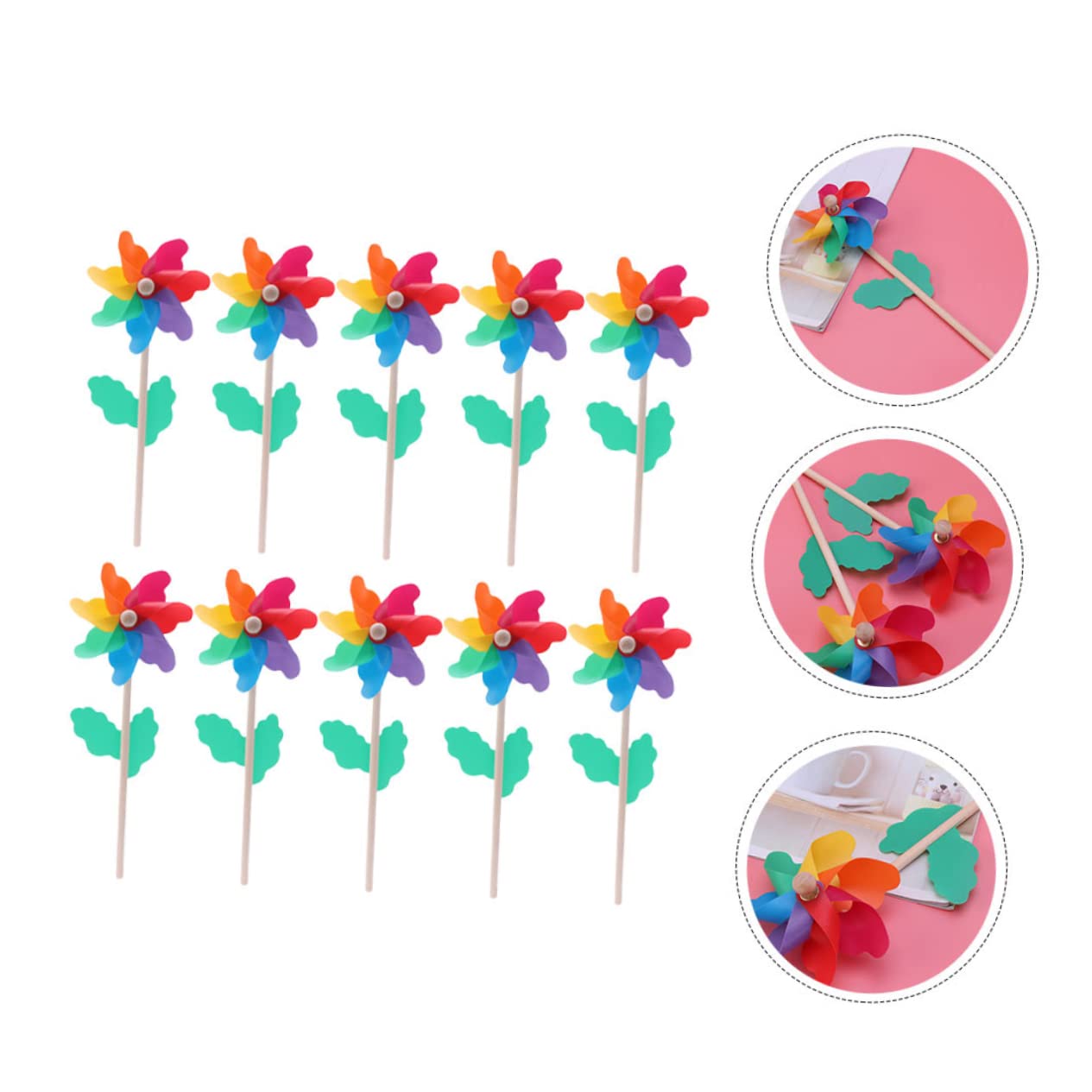 12 Pezzi Girandole Per Bambini Da Giardino Girandole Di Plastica Arcobaleno Mulini A Decorazioni Per Bambini