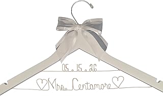 Personalized Bride Wedding Dress Hanger - White or Dark Hanger with Notc...