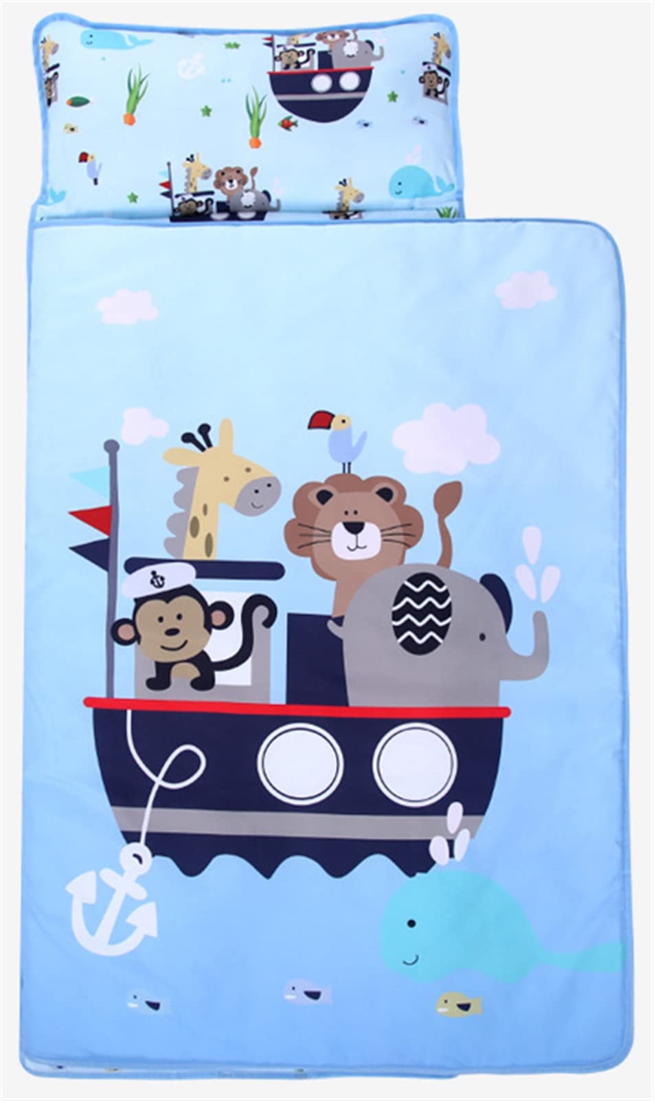 GIBZ Toddlers Nap Mats for Daycare with Pillow and Blanket Cotton Kids Carrier Padding for Girls Boys