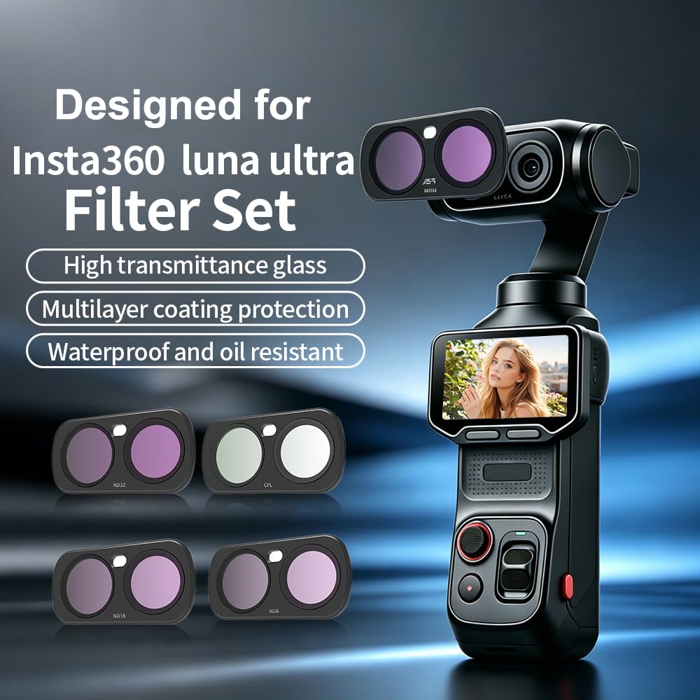 Set di filtri magnetici ND&CPL per Insta360 Luna Ultra, ND/UV/CPL filtri lenti in vetro ottico anti inquinamento luminoso (set da 8 pezzi: STAR/CPL/ND8-64/NIGHT/1/4 Black Mist)