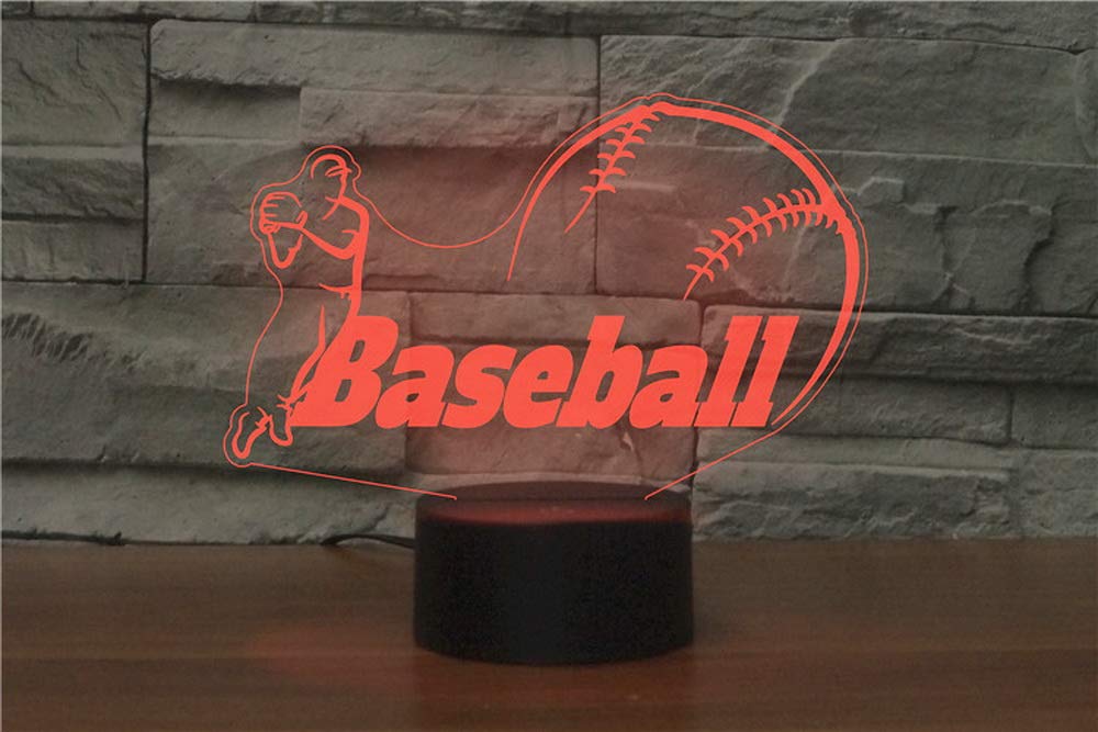 Luce Notturna 3D A Forma Di Baseball Con 16 Colori LED E Telecomando - Lampada Decorativa Per Cameretta Ragazzi, Idea Regalo - 3