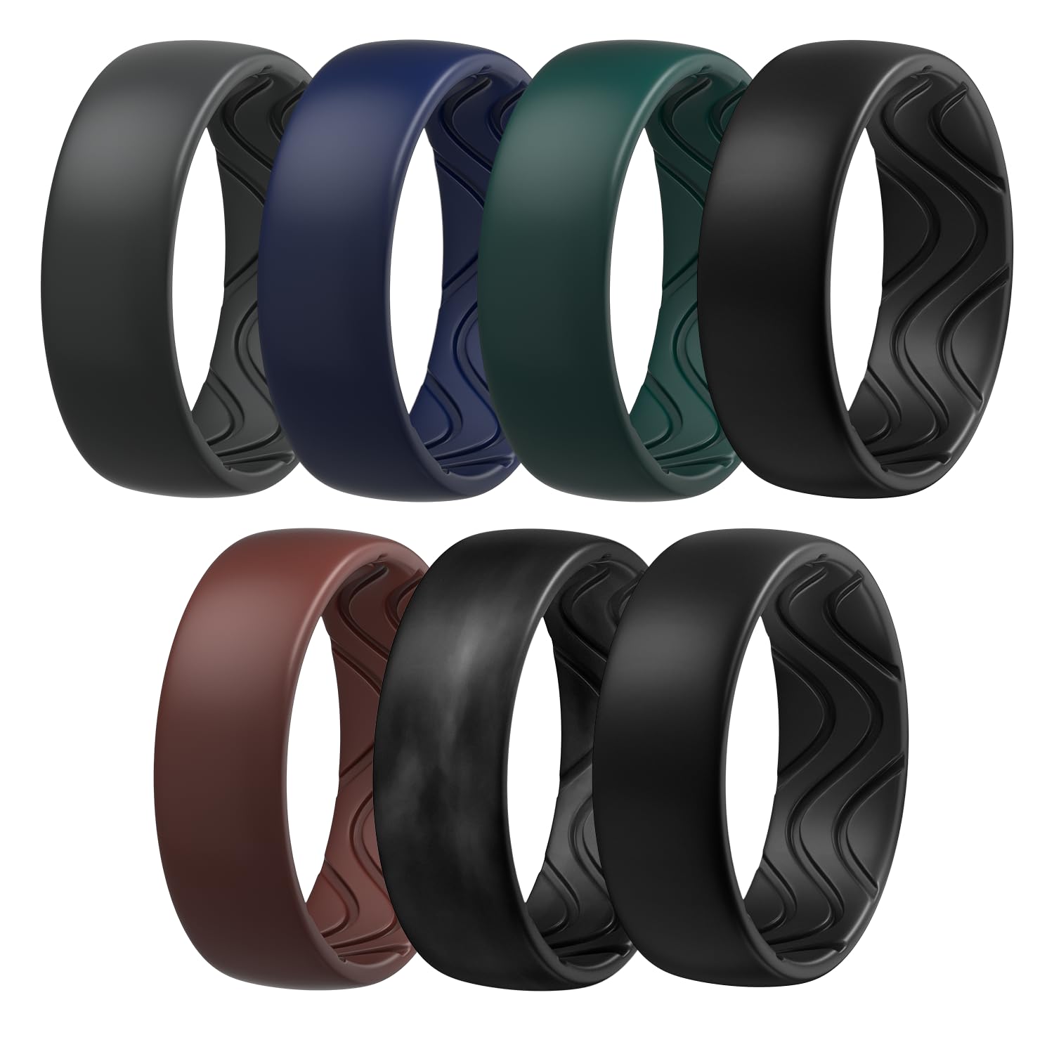 Egnaro Silicone Ring for Him, 8mm Black Flexible Men's Rubber Wedding Band