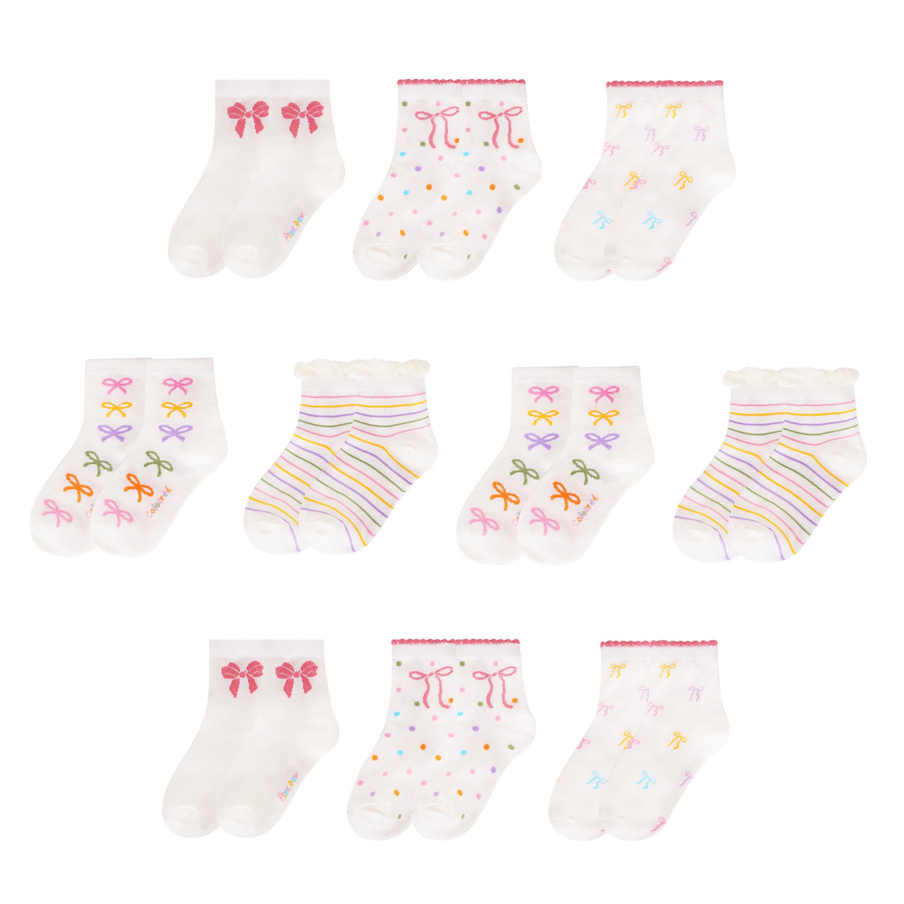 Zzxlw Mädchen Socken 10 Paar Frilly Doppel Manschette Design Kinder Muster Lustige Wandern elastische niedliche Mode Sports tägliche Socken