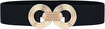 Womens Elastic Vintage Belt Stretchy Wide Waist Belt Metal Buckle Braided Waistband