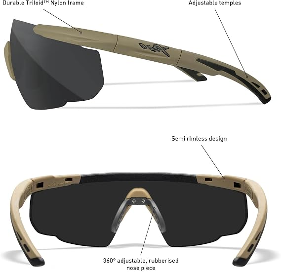 Wiley X │ Saber Advanced | Safety Glasses Men | Shooting Tactical Military Airsoft | Sport Sunglasses | Perfect for Running Biking Outdoor Hiking