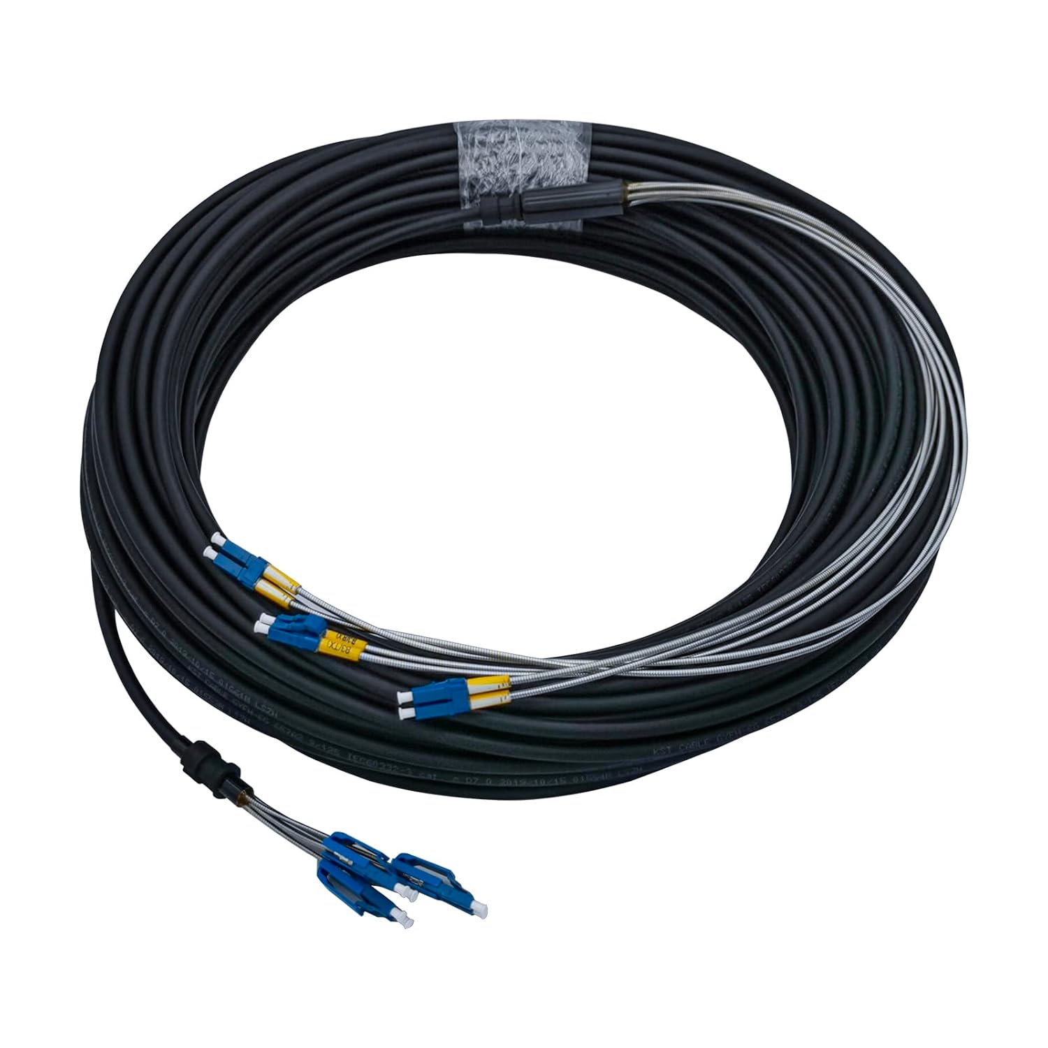10Gtek 50m LC to LC, 6-core, Outdoor Armored Fiber Optic Cable, Single Mode, 9/125m, 4G/5G Base Station, 165 ft