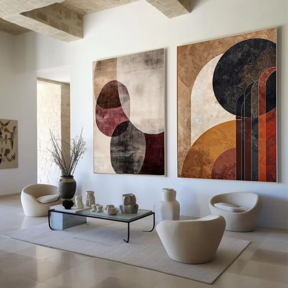 IHHGNB Abstract Geometric Canvas Painting for Office Living Room Home Decor Vintage Poster Wall Decor Minimalist Canvas Wall Art(50x70cm(20x28in) x2/No frame)