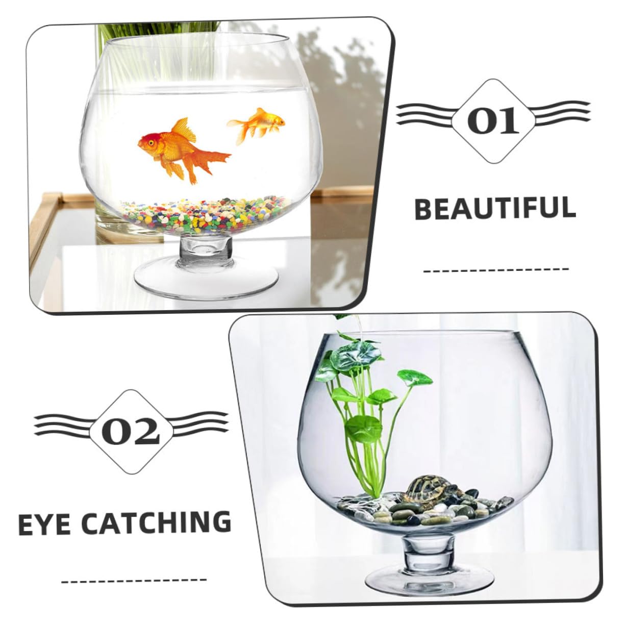 TOPBATHY Aquarium Décoratif en Verre pour Poissons Betta Mini Aquarium Design Moderne Et Élégant Idéal pour La Décoration De La Maison Ou du Bureau