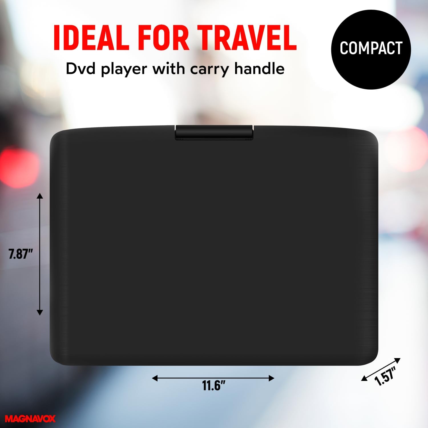 Magnavox MTFT754 Portable 11.6 Inch TFT Swivel Screen DVD/CD Player in Black | Rechargeable Battery | Swivel Screen Design | Great for Road Trips | Headphone Jack |