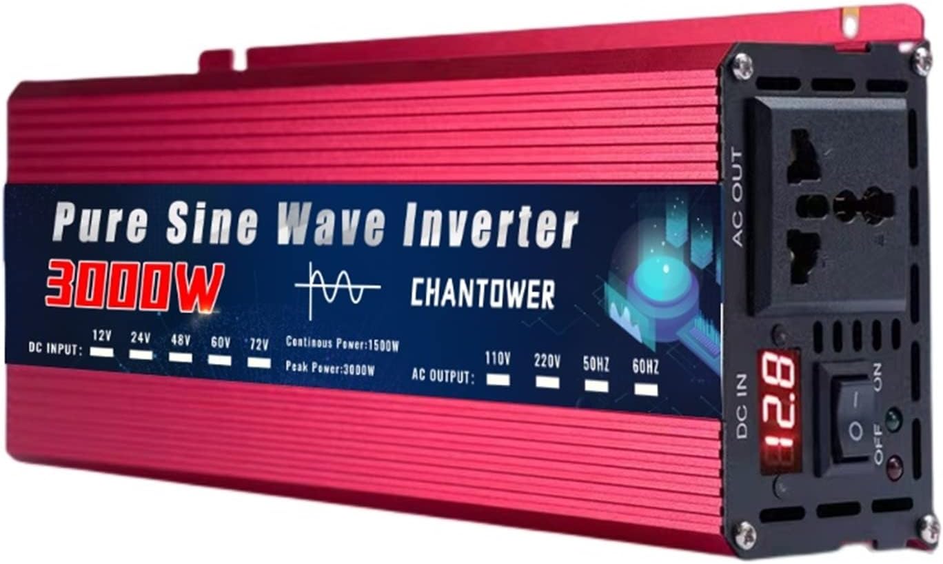 Pure Sine Wave Inverter 12V 220V 2000W 3000W 4000W DC 12V to AC 220V Power Supply Voltage Charger Converter Car Solar Inverter(4000W)