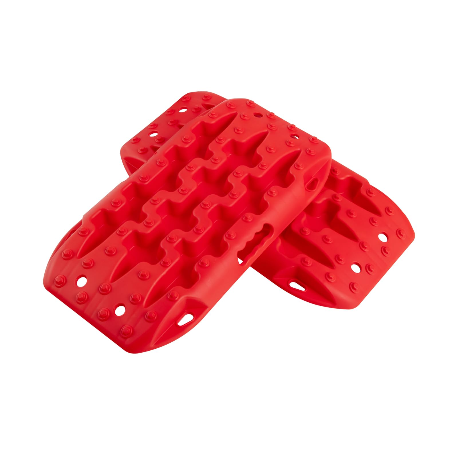 SOARS Lot de 2 Tapis de Traction Tout-Terrain, Planche de Récupération pour Boue, Sable et Neige, Charge Maximale 10 T, pour Voiture Tout-Terrain, Camping-Car, Camion, 58 x 31 x 6 CM, Rouge