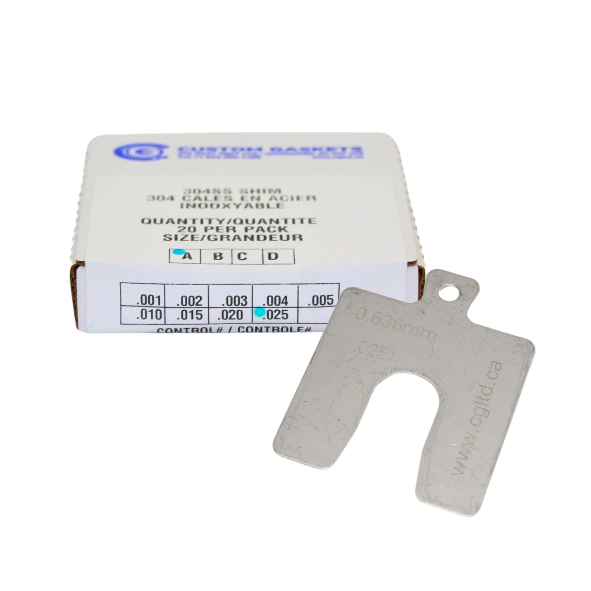 CGLTD Stainless Steel Slotted Shim Replacement Pack, Size A, 2