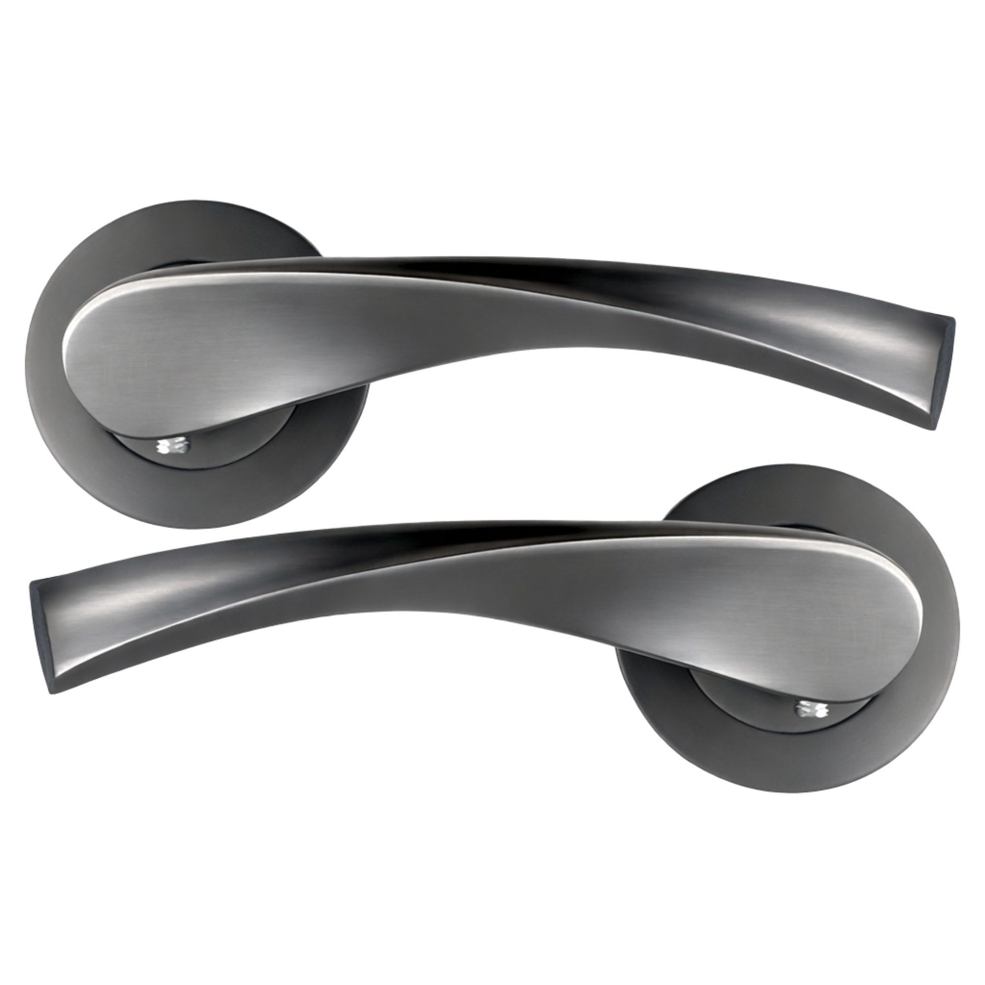 Uap Grey Zeta Internal Door Handles On Round Rose, Lever Handles For Interior Wooden Doors, Keyless Pair