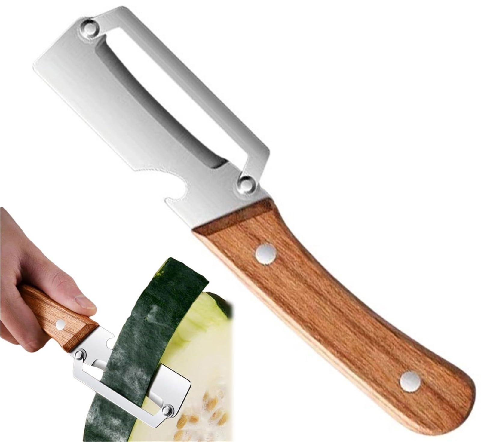 Multifunktionaler Gemüseschäler For Die Küche, Multifunktionaler Obst- Und Gemüseschäler Aus Edelstahl For Die Küche Mit Holzgriff Und Flaschenöffner(1pcs)