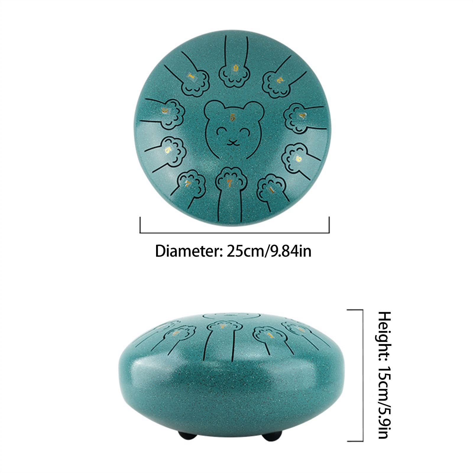 Tamburo for Pioggia 10 Pollici 11 Note Tongue Drum Strumento A Percussione for Educazione Musicale Tamburo A Mano Con Borsa, Bacchette, Palette for Dita(Blu)
