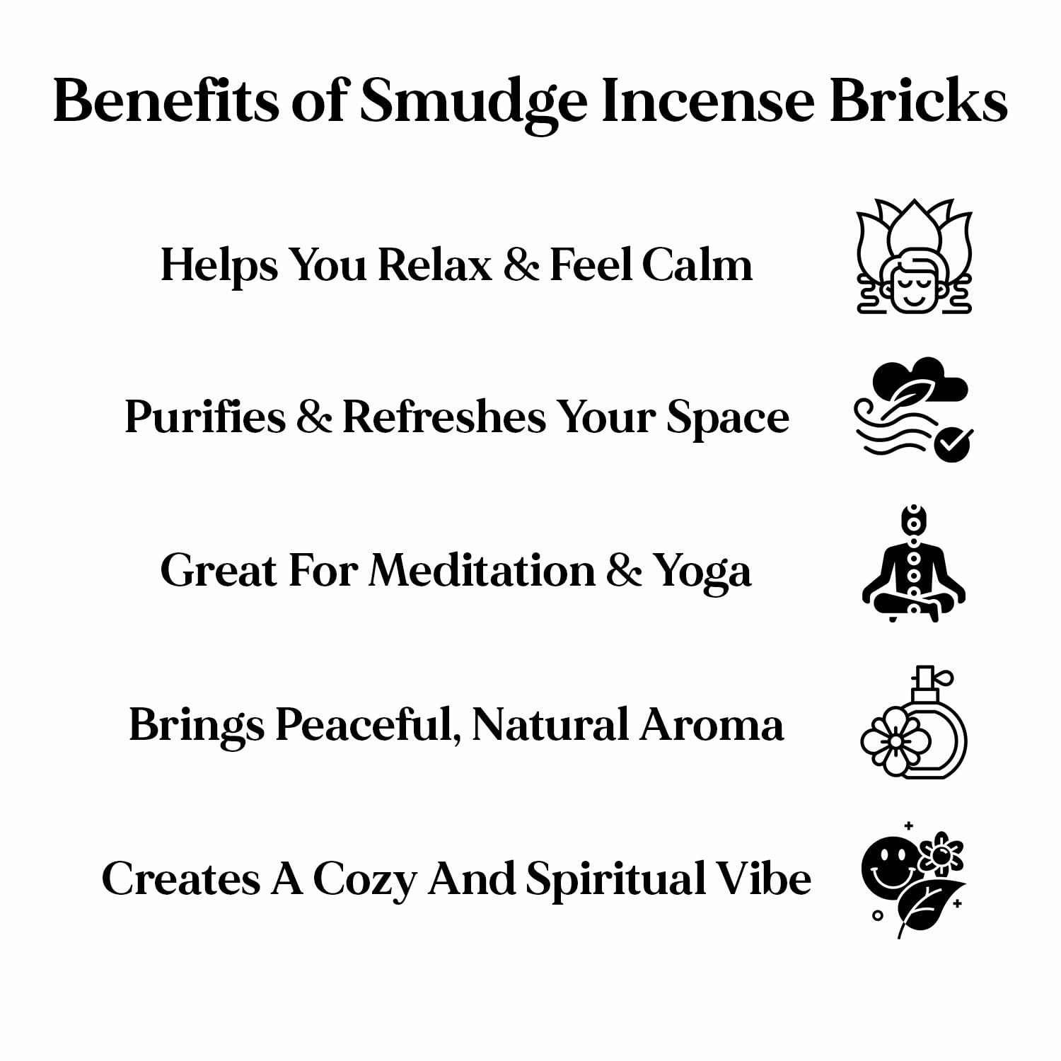 Smudge - Mattoncini di incenso naturali, confezione da 90 (6 fragranze assortite), Palo Santo, salvia bianca, patchouli, sandalo Oudh, ambra e rosa, mattoni di incenso atossici per meditazione e