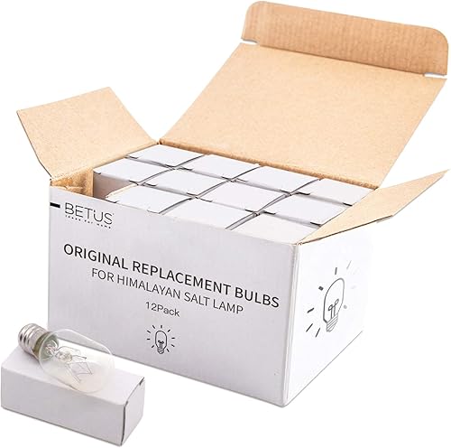 Betus Reemplazo original de larga duración, 15 W, regulable, E12, enchufe blanco cálido, lámpara de sal para el hogar, calentador de velas, paquete