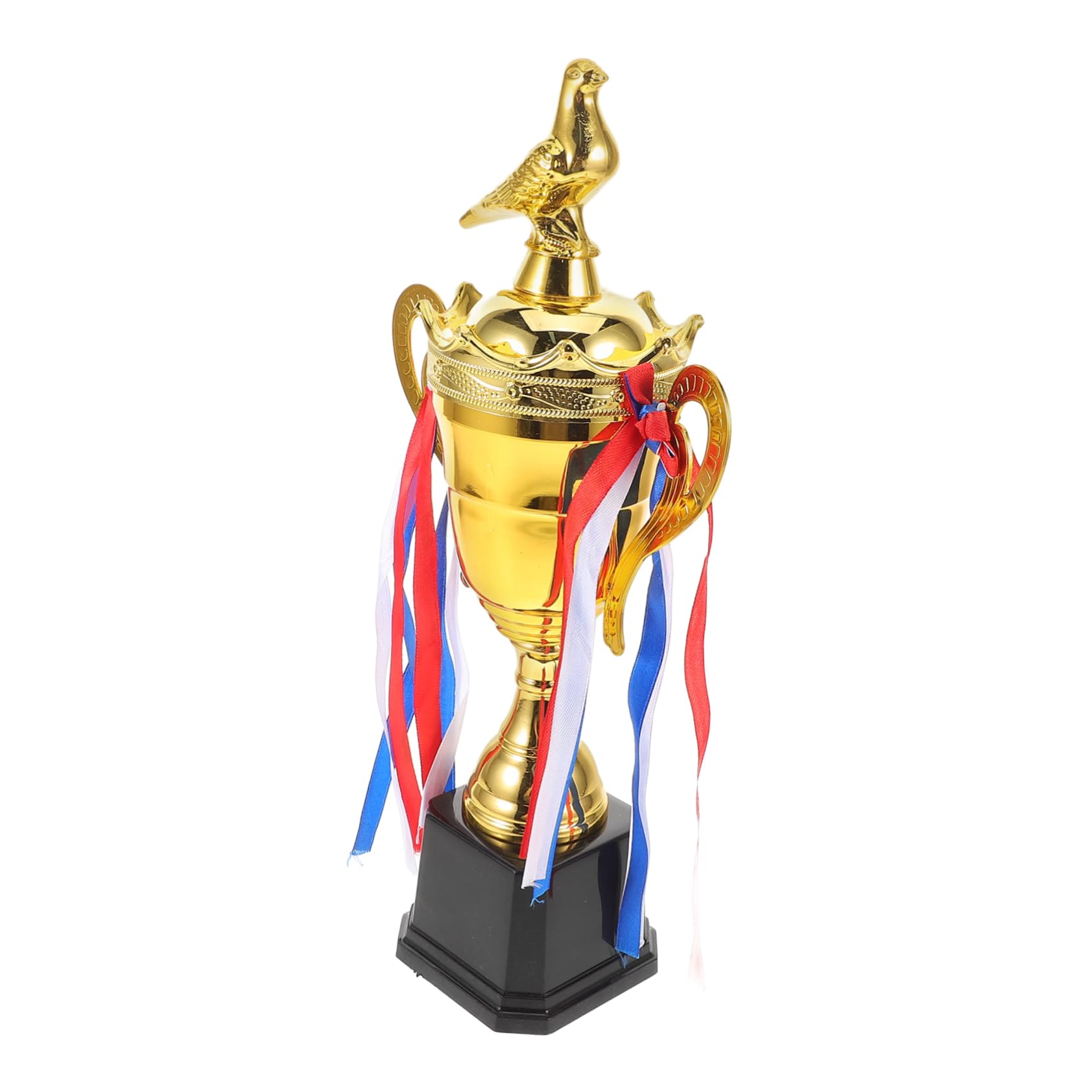 BESTonZON Trofeo Acabado de Lujo de Metal Dorado Deportivo Diseño de Paloma y Tapa Real para Eventos Deportivos y Ocasiones Obsequios