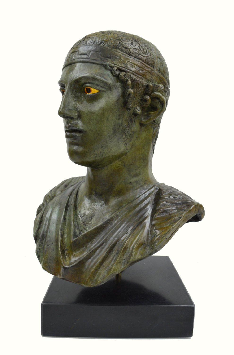 Charioteer of Delphi - Figura decorativa de bronce con base de mármol, tamaño real