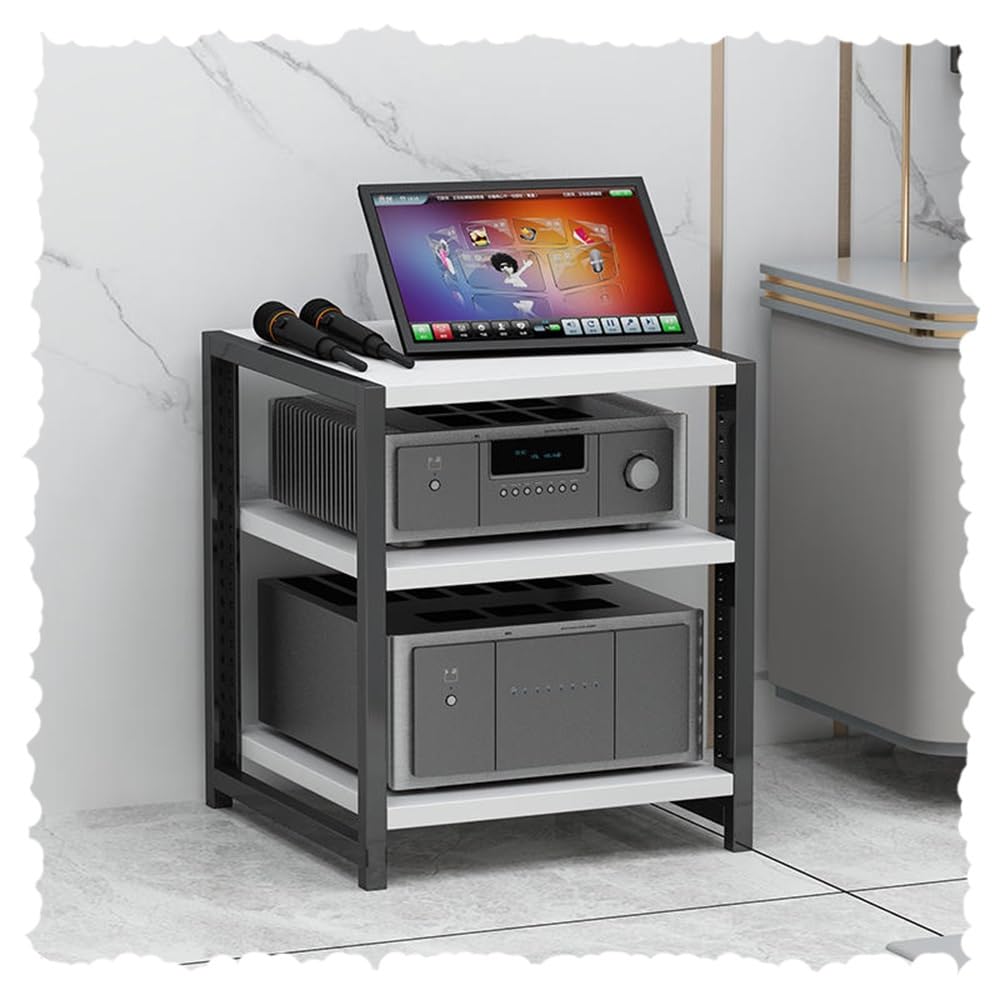 Verstellbarer AV-Media-Aufbewahrungsschrank, 4/5/6 Etagen, Holz, Stereo-Regal für Audio-Video-Komponenten, Home Corner Media Center, Weiß (40 x 40 cm)