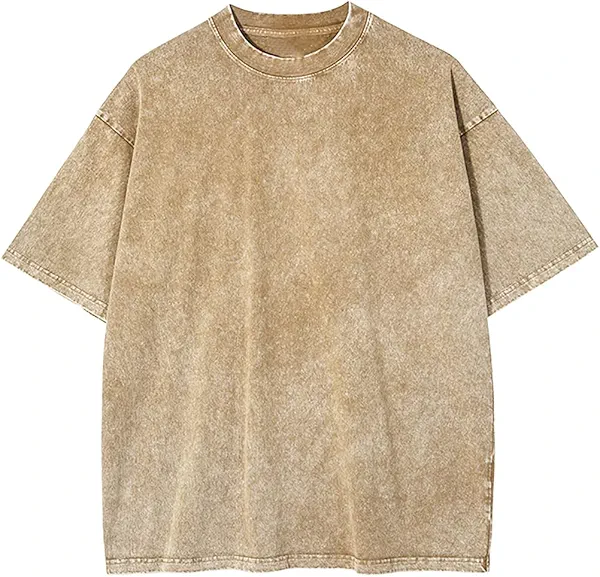 Men's Vintage Cotton Wash Solid T-Shirts Oversized Unisex Short Sleeve Streetwear Rap Hip Hop Basic Tee Tops