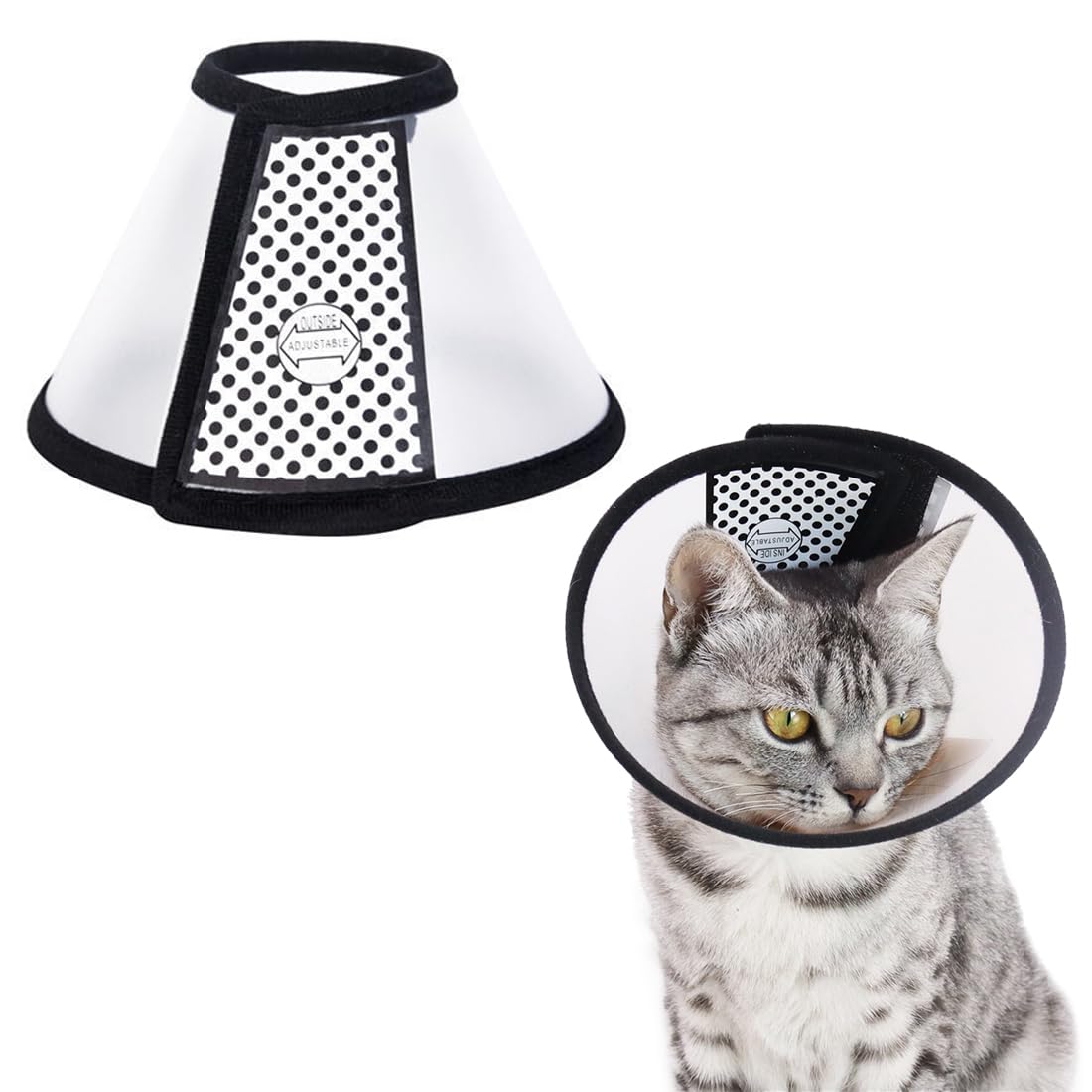 ZXUPOI Cono de Gato de recuperación Cono de Mascota Ajustables para protección de Gatos Collares