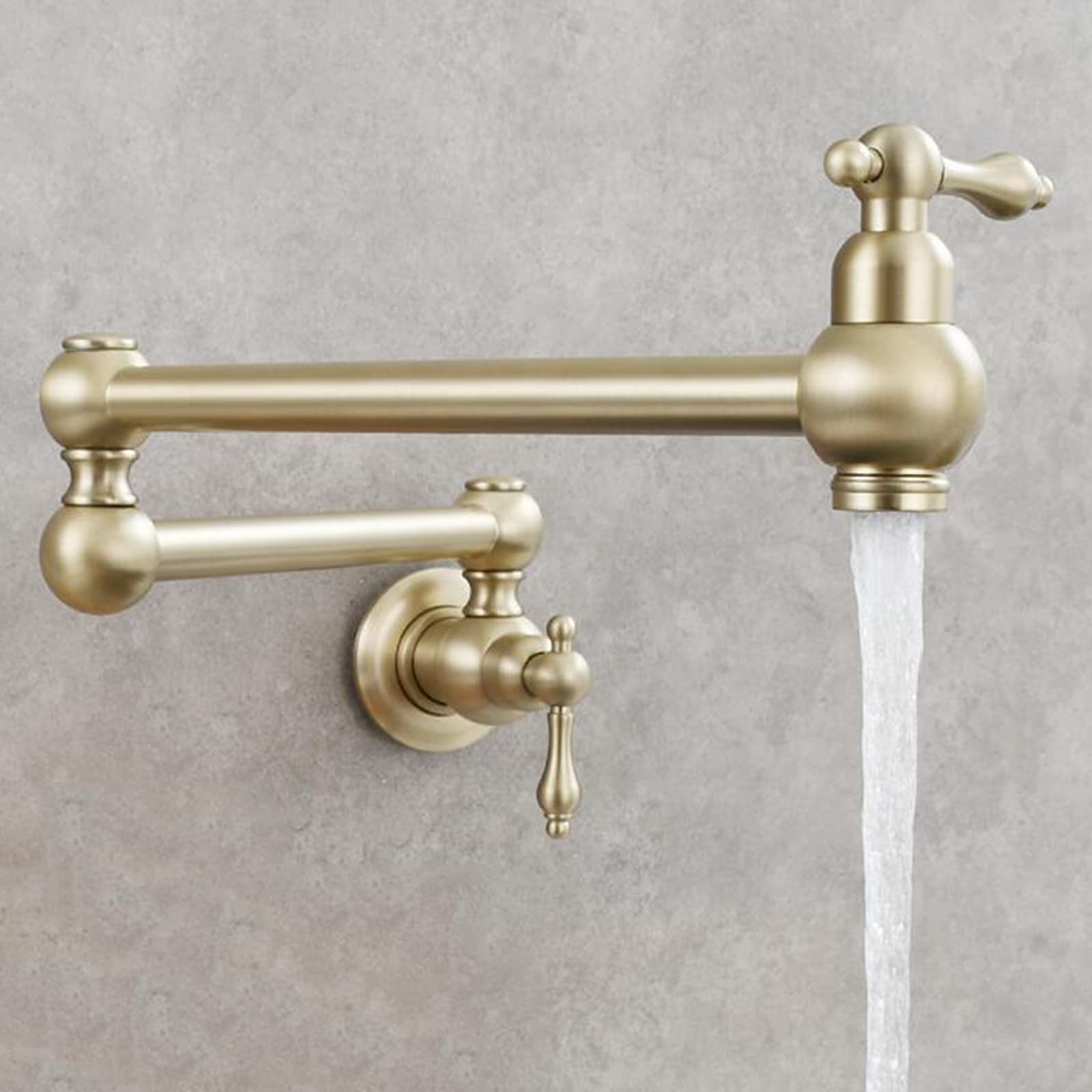 Rubinetto da Muro Solo Acqua Fredda, Rubinetto Cucina Ottone Monoforo Rubinetto Lavello Rubinetto Cucina-Oro Spazzolato